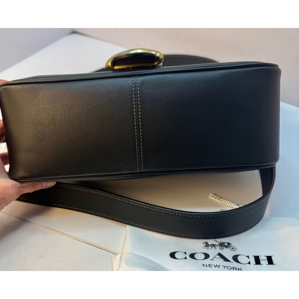 Coach Black Shoulder Bag with Gold Accents - Picture 12 of 15